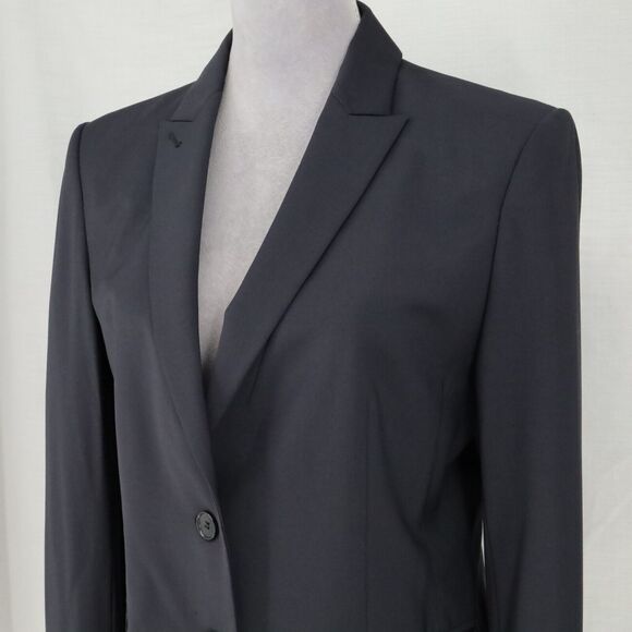 Ann Taylor Jacket Womens 10 Dark Navy Blue Wool Blend Lined Blazer Pockets - Picture 13 of 15